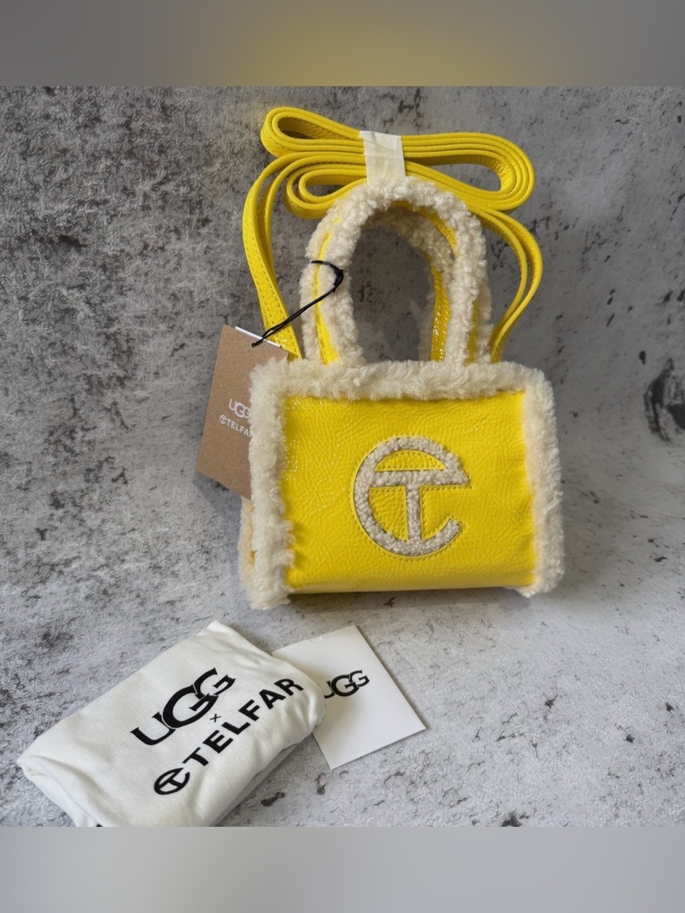 LIMITED EDITION Telfar+Ugg Yellow Leather/ Shearling SHOULDER BAG